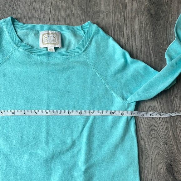 Sail to Sable STS Aqua Blue Flattered in Fringe Summer Sweater - Picture 4 of 8